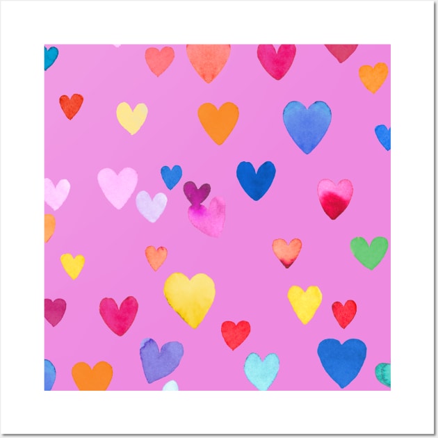 Valentines Multicolored Love Hearts Wall Art by ninoladesign